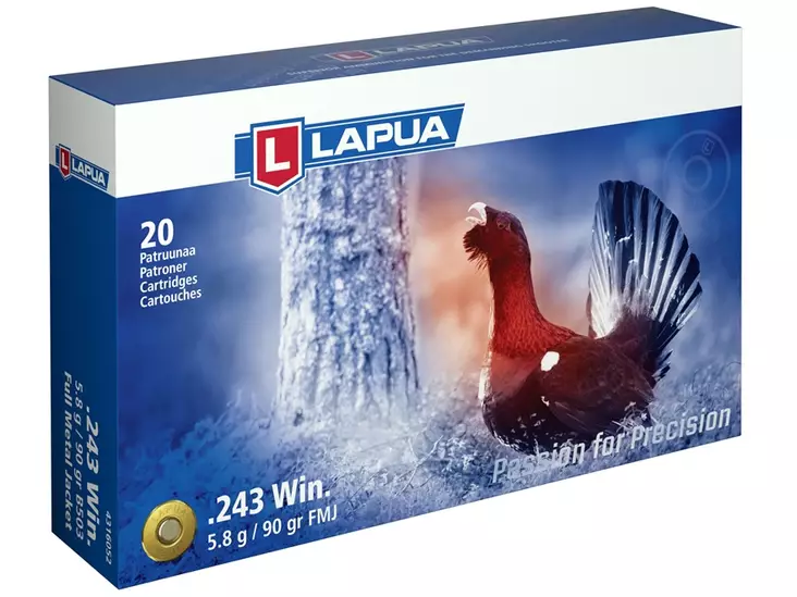 Lapua .243win 5,8g FMJ - Kiväärin patruunat - 6418267102520 - 1