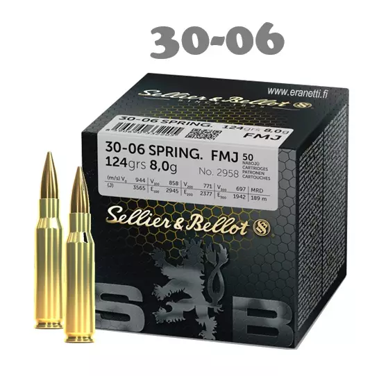 Sellier & Bellot Training .30-06 8g FMJ - Kiväärin patruunat - 8590690340811 - 3