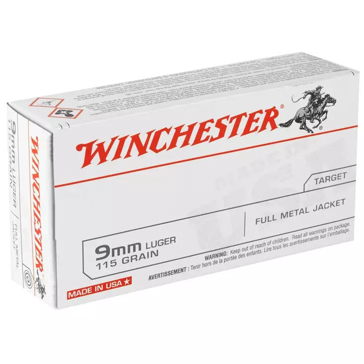 Winchester Target FMJ 7,5g 9mm Luger - Pistoolin ja revolverin patruunat - 020892217461 - 1