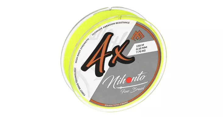 Mikado Nihonto Fine Braid 4X 150m -kuitusiima fluorikeltainen - Kuitusiimat ja punotut siimat - 5900637506102 - 1