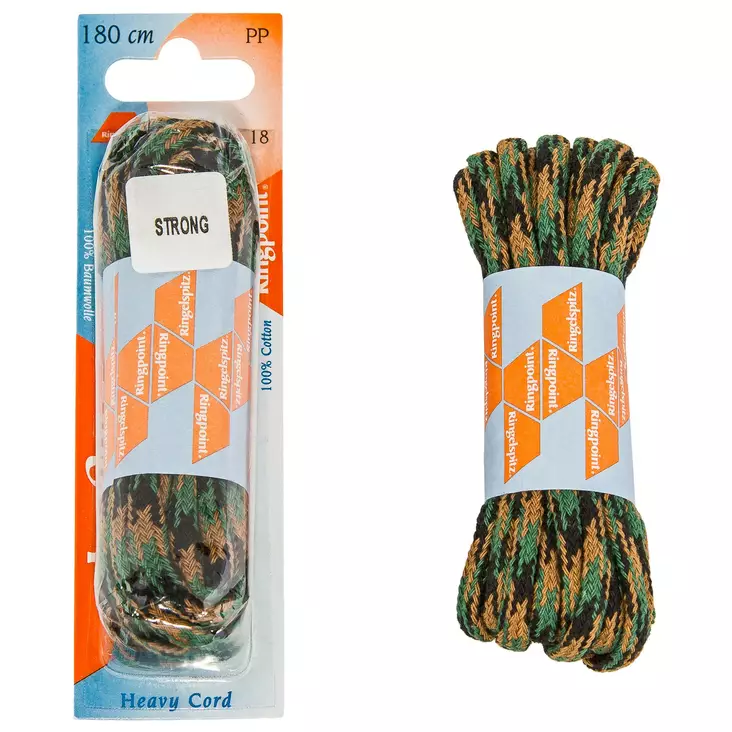 Kengännauhat Ringpoint 180cm Vihr./Mu/Rusk., pyöreä paksu - Kengännauhat - 4003269778303 - 1