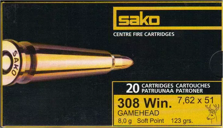 Sako Gamehead .308win 8,0g 123gr - Kiväärin patruunat - 6438053999523 - 1