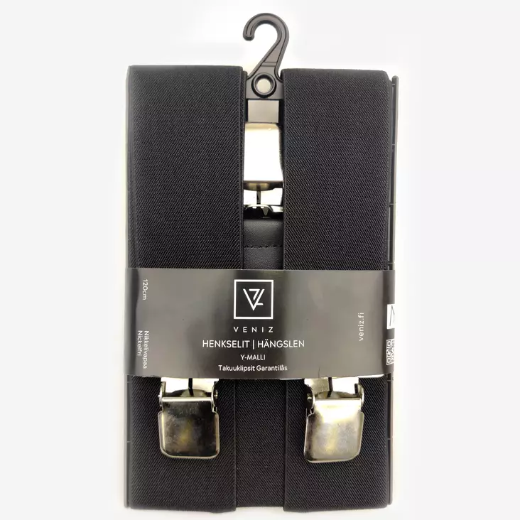 Veniz Klipsihenkselit 50mm Musta Y-malli, 135cm - Vyöt ja Olkaimet - 6438426058703 - 1