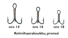Kolmihaarakoukku pronssi IP/10 kpl - Muut talvikalastustarvikkeet - 6417635021234 - 1