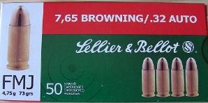 Sellier & Bellot 7,65 Browning/.32 Auto - Pistoolin ja revolverin patruunat - 8590690310234 - 1