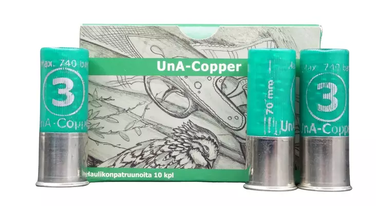 UnA Copper 12/70 32g no.3 10kpl - Korvaavat haulikon patruunat - 6430068624346 - 1
