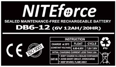 NITEforce Riistakamera Lyijyakku 6V 12Ah - Akut - 6430061580038 - 2