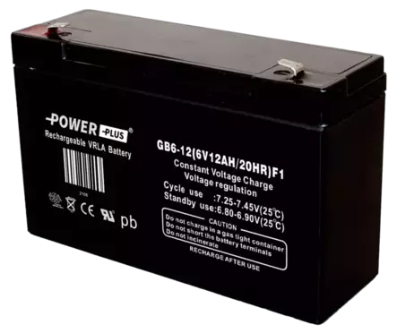Power Plus Huoltovapaa AGM-akku 6V 12Ah - Akut - 2108 - 1