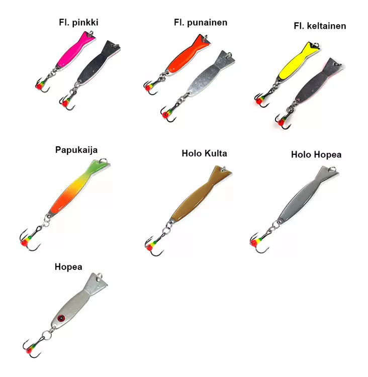 Jasu Pystypilkki kuhalle 8cm 3-haaravärikoukulla - Pystypilkit - 6430030457958 - 3