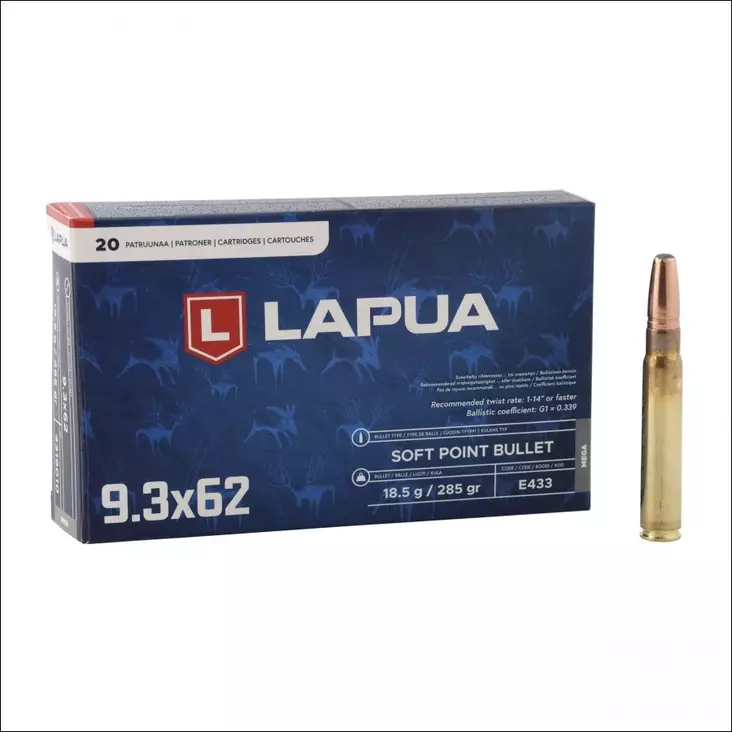 Lapua Mega 9,3x62 18,5g - Kiväärin patruunat - 6418267101998 - 2