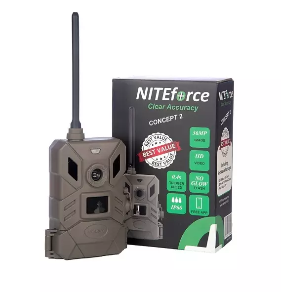 NITEforce Concept 2 4G LTE 36MP etäohjattava riistakamera valvontaan (sis. 32GB + virtajohto) - Lähettävät Riistakamerat - 6430061583428 - 1