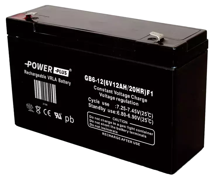 Power Plus Huoltovapaa AGM-akku 6V 12Ah - Akut - 2108 - 1