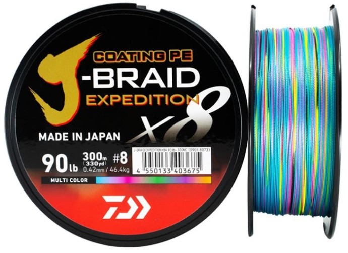 Daiwa J-Braid Expedition x8 300m moniväri - Kuitusiimat ja punotut siimat - 043178183359 - 1