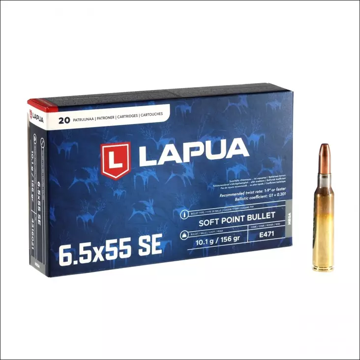 Lapua Mega 6,5x55SE 10,1g - Kiväärin patruunat - 6418267101769 - 2