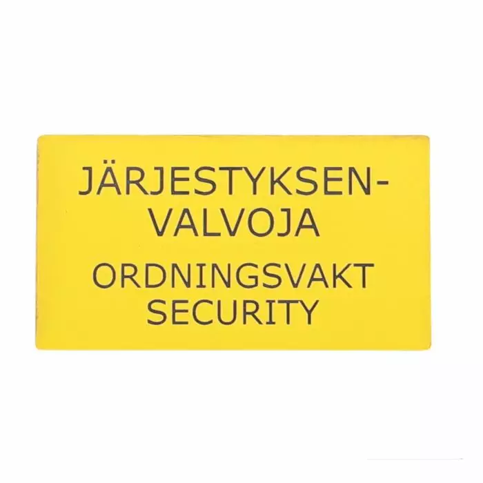 Järjestyksenvalvoja kilpi, keltainen - Turvatuotteet - 10043E - 1