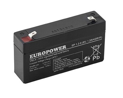 Europower Huoltovapaa Lyijyakku 6V 1,2Ah - Akut - europower-6v-1-2ah - 1