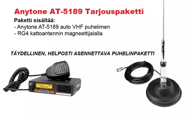 Anytone AT-5189 Auto-VHF Tarjouspaketti - Metsästys VHF - AT5189-tarjouspkt - 5